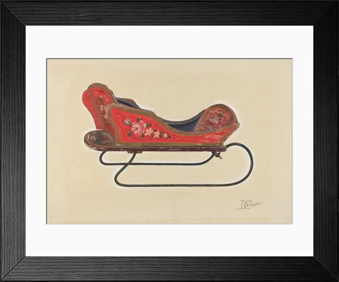 Framed Print : Doll Sleigh, c. 1937. Creator: Beverly Chichester Framed Print : Doll Sleigh, c. 1937. Creator: Beverly Chichester