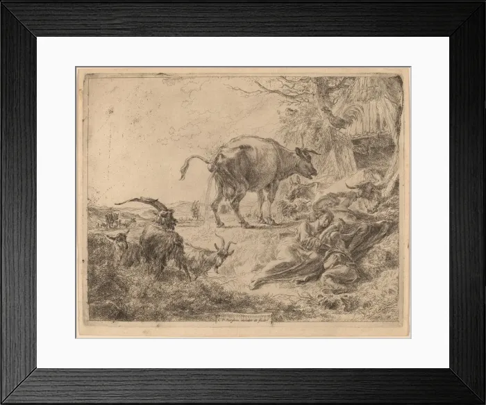Framed Print : Cow Pissing. Creator: Nicolaes Berchem Framed Print : Cow Pissing. Creator: Nicolaes Berchem