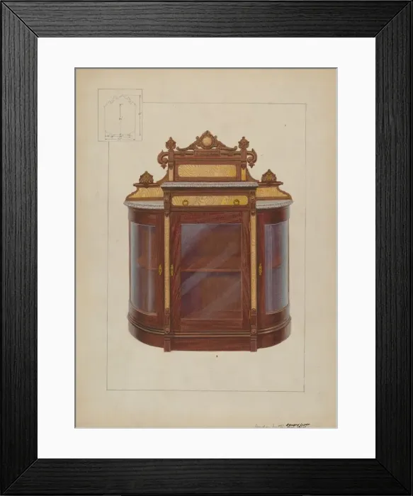 Framed Print : China Closet, c. 1937. Creator: Edward L Loper Framed Print : China Closet, c. 1937. Creator: Edward L Loper