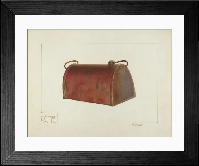 Framed Print : Copper Foot Warmer, c. 1937. Creator: Edward L Loper Framed Print : Copper Foot Warmer, c. 1937. Creator: Edward L Loper