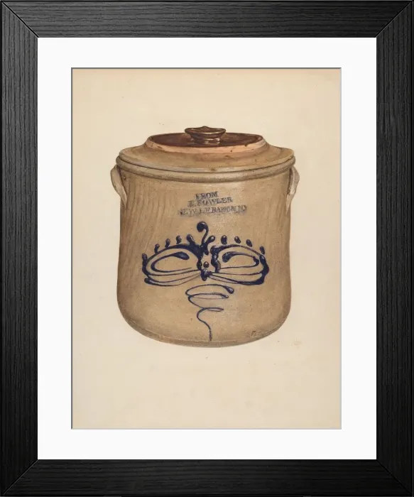 Framed Print : Crock with Cover, c. 1938. Creator: Yolande Delasser Framed Print : Crock with Cover, c. 1938. Creator: Yolande Delasser