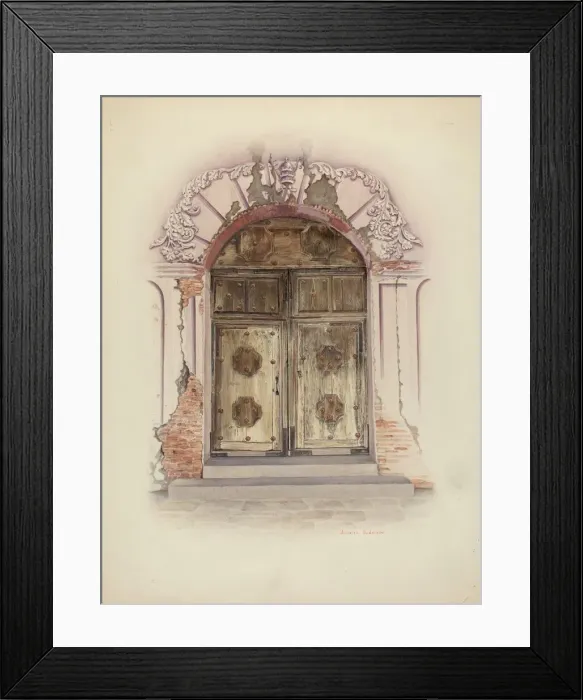 Framed Print : Doorway and Wall Painting, c. 1941. Creator: Juanita Donahoo Framed Print : Doorway and Wall Painting, c. 1941. Creator: Juanita Donahoo