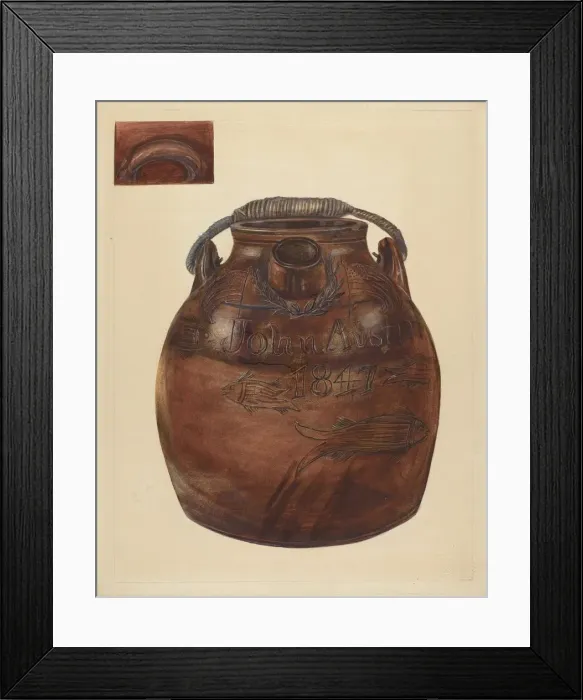 Framed Print : Cider or Water Jug, 1935 / 1942. Creator: Yolande Delasser Framed Print : Cider or Water Jug, 1935 / 1942. Creator: Yolande Delasser