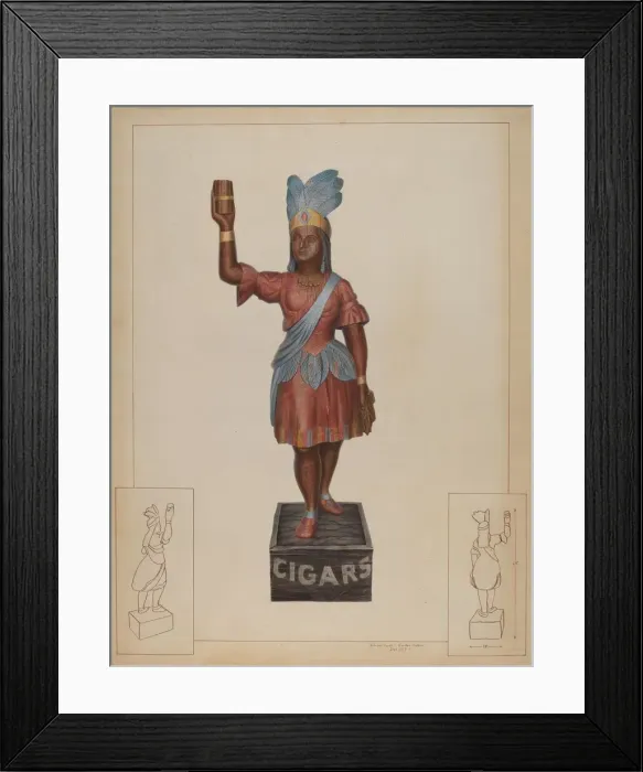 Framed Print : Cigar Store Indian, c. 1937. Creator: Edward L Loper Framed Print : Cigar Store Indian, c. 1937. Creator: Edward L Loper