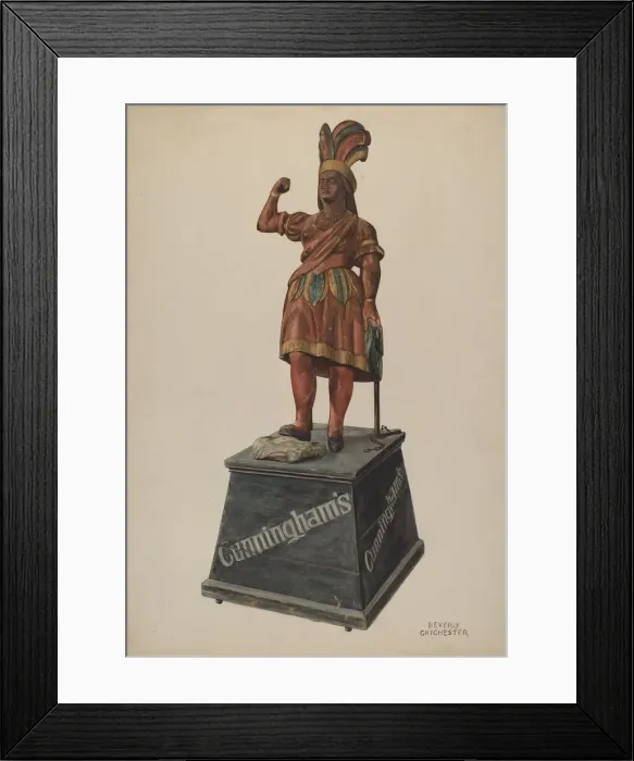 Framed Print : Cigar Store Indian, c. 1938. Creator: Beverly Chichester Framed Print : Cigar Store Indian, c. 1938. Creator: Beverly Chichester