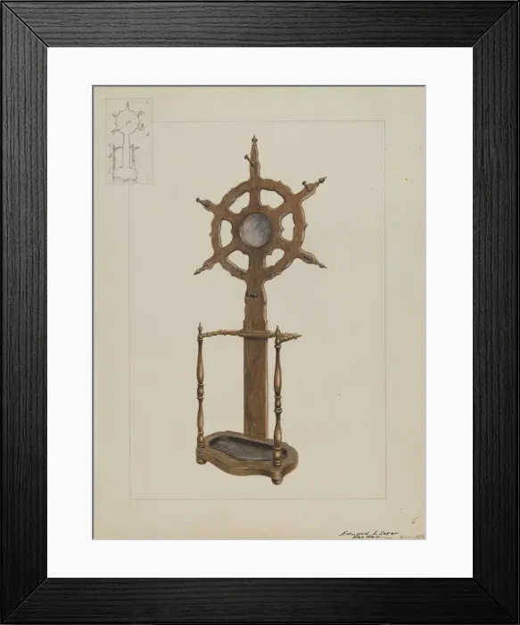 Framed Print : Combination Hat Rack and Umbrella Stand, c. 1936. Creator: Edward L Loper Framed Print : Combination Hat Rack and Umbrella Stand, c. 1936. Creator: Edward L Loper