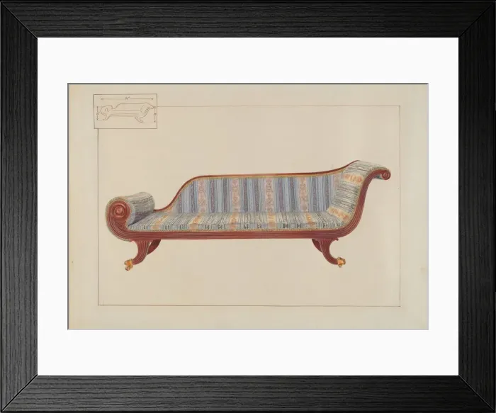 Framed Print : Duncan Phyfe Sofa, c. 1937. Creator: Edward L Loper Framed Print : Duncan Phyfe Sofa, c. 1937. Creator: Edward L Loper
