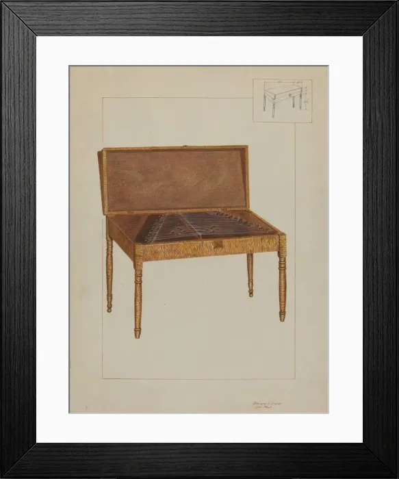 Framed Print : Dulcimer, c. 1937. Creator: Edward L Loper Framed Print : Dulcimer, c. 1937. Creator: Edward L Loper
