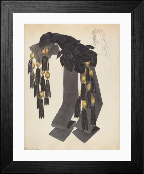 Framed Print : Headdress, c. 1937. Creator: Bessie Forman Framed Print : Headdress, c. 1937. Creator: Bessie Forman