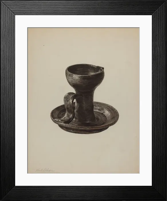 Framed Print : Grease Lamp, c. 1939. Creator: Yolande Delasser Framed Print : Grease Lamp, c. 1939. Creator: Yolande Delasser