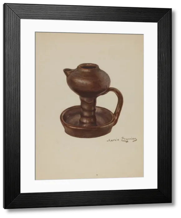 Framed Print : Grease Lamp, c. 1939. Creator: Sarkis Erganian Framed Print : Grease Lamp, c. 1939. Creator: Sarkis Erganian