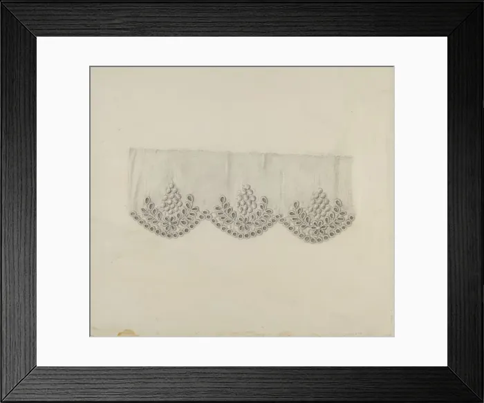 Framed Print : Embroidered Edging, c. 1938. Creator: Marie Famularo Framed Print : Embroidered Edging, c. 1938. Creator: Marie Famularo