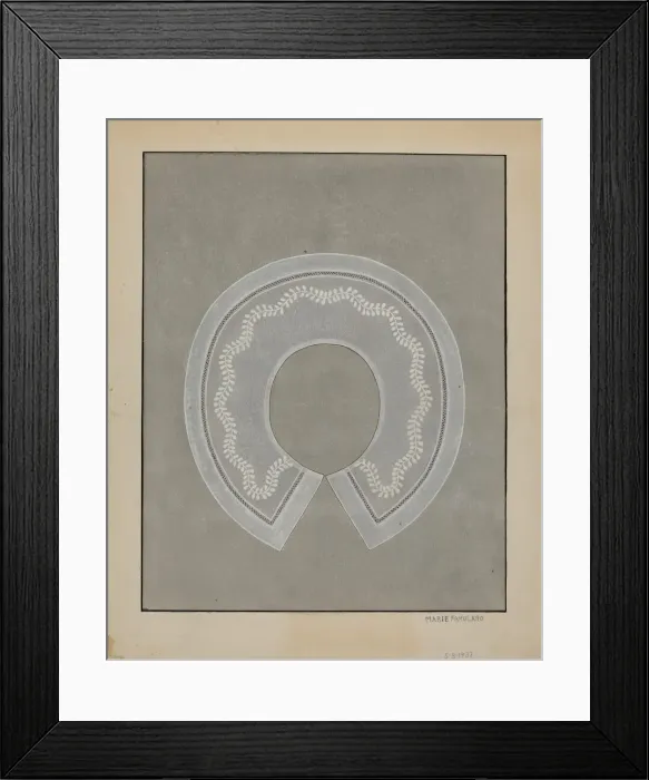 Framed Print : Embroidered Linen Collar, c. 1936. Creator: Marie Famularo Framed Print : Embroidered Linen Collar, c. 1936. Creator: Marie Famularo