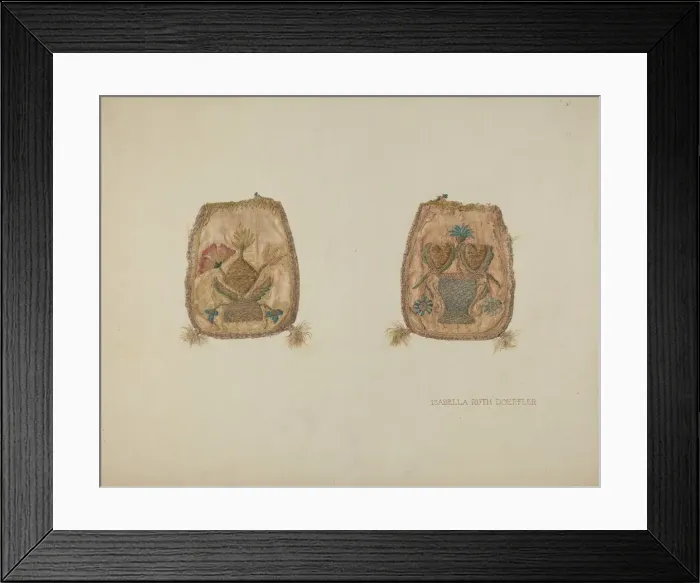 Framed Print : Embroidered Purse, c. 1941. Creator: Isabella Ruth Doerfler Framed Print : Embroidered Purse, c. 1941. Creator: Isabella Ruth Doerfler