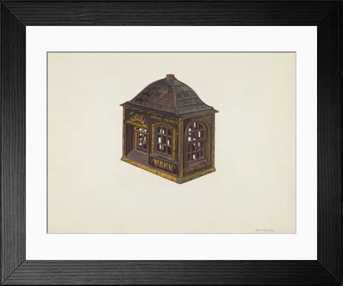 Framed Print : Home Savings bank, c. 1940. Creator: William O. Fletcher Framed Print : Home Savings bank, c. 1940. Creator: William O. Fletcher
