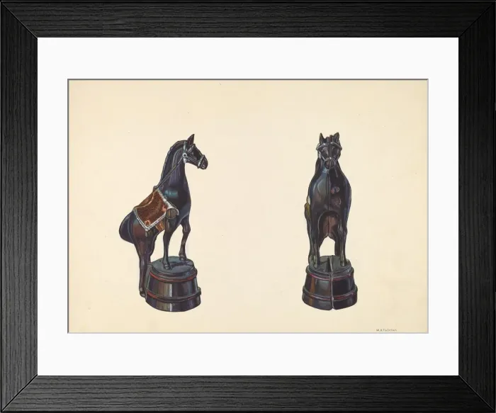 Framed Print : Horse on Barrel Bank, c. 1938. Creator: William O. Fletcher Framed Print : Horse on Barrel Bank, c. 1938. Creator: William O. Fletcher