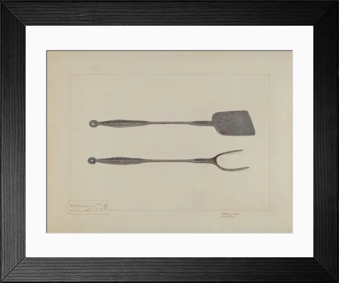 Framed Print : Griddlecake Turner and Fork, c. 1937. Creator: Edward L Loper Framed Print : Griddlecake Turner and Fork, c. 1937. Creator: Edward L Loper