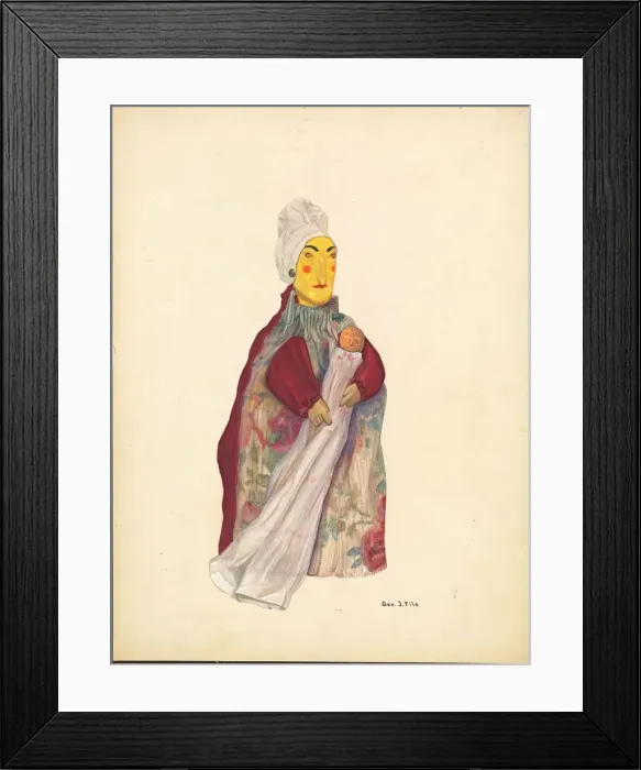 Framed Print : Hand Puppet Judy'and Child, c. 1936. Creator: George File Framed Print : Hand Puppet Judy'and Child, c. 1936. Creator: George File