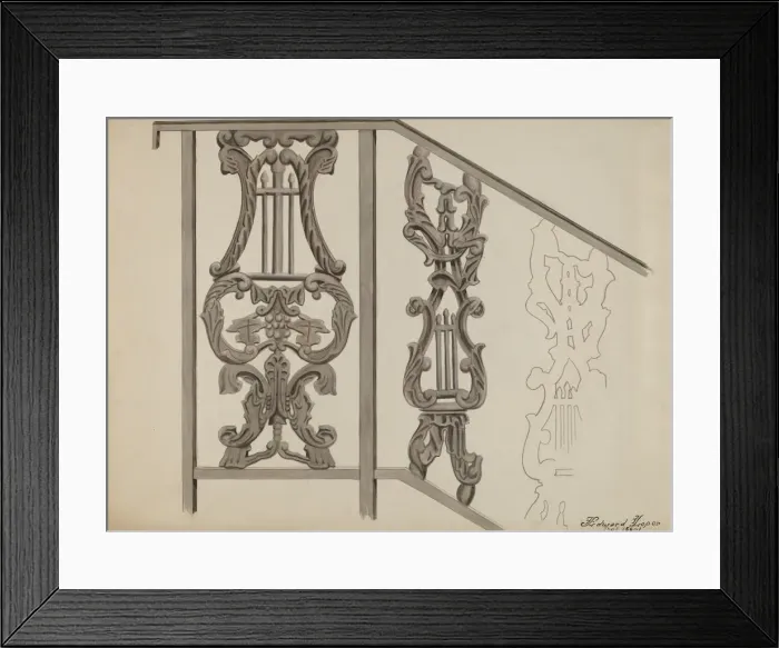 Framed Print : Iron Bannister, c. 1936. Creator: Edward L Loper Framed Print : Iron Bannister, c. 1936. Creator: Edward L Loper