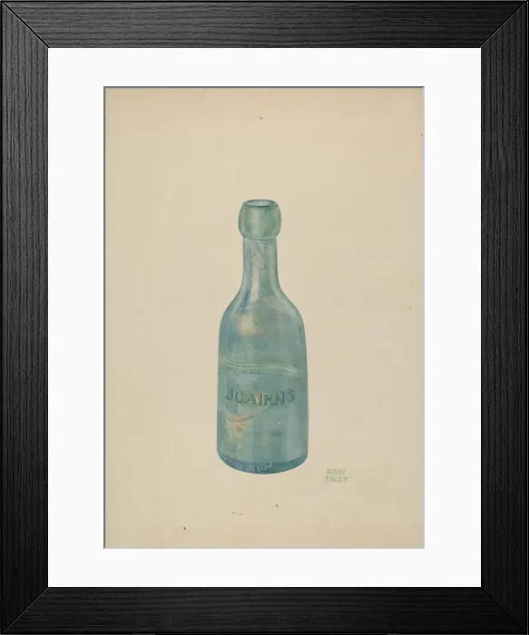 Framed Print : Glass Soda Bottle, c. 1940. Creator: Bisby Finley Framed Print : Glass Soda Bottle, c. 1940. Creator: Bisby Finley