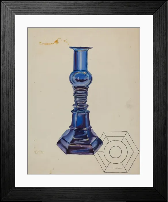 Framed Print : Glass Candlestick, c. 1936. Creator: Roberta Elvis Framed Print : Glass Candlestick, c. 1936. Creator: Roberta Elvis