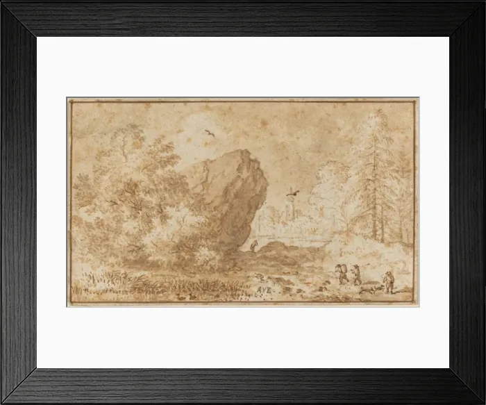 Framed Print : Landscape with Large Rock. Creator: Allart van Everdingen Framed Print : Landscape with Large Rock. Creator: Allart van Everdingen