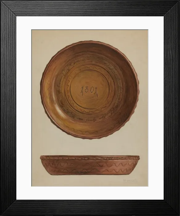 Framed Print : Pa. German Dish, c. 1937. Creator: Frank Fumagalli Framed Print : Pa. German Dish, c. 1937. Creator: Frank Fumagalli