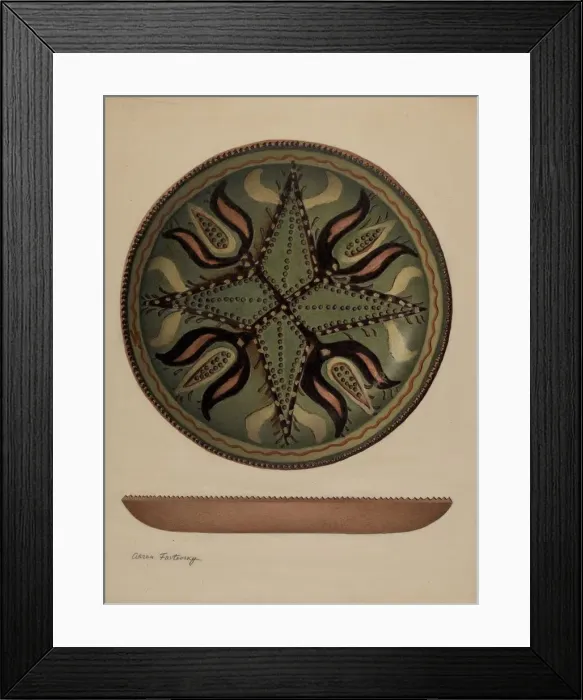Framed Print : Pa. German Dish, c. 1941. Creator: Aaron Fastovsky Framed Print : Pa. German Dish, c. 1941. Creator: Aaron Fastovsky