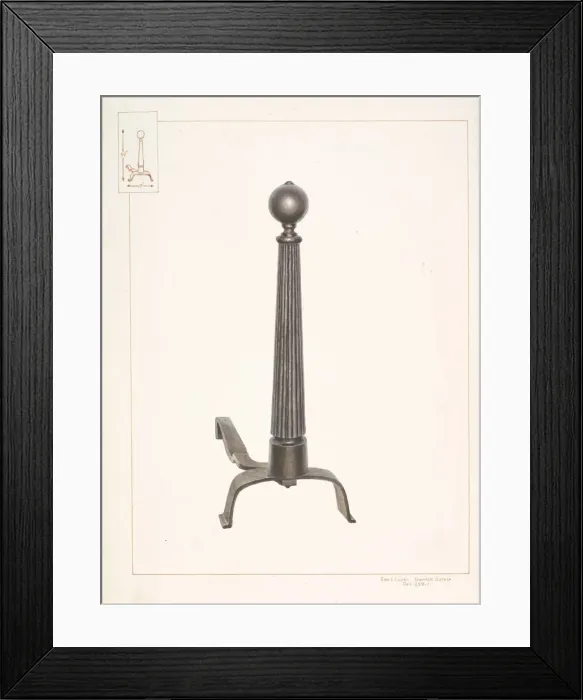 Framed Print : Large Andiron, c. 1937. Creator: Edward L Loper Framed Print : Large Andiron, c. 1937. Creator: Edward L Loper