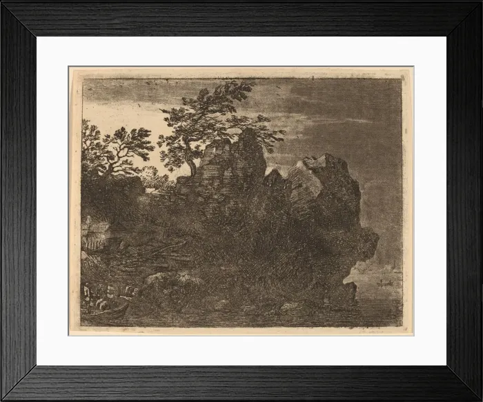Framed Print : Large Rock at the River, probably c. 1645 / 1656. Creator: Allart van Everdingen Framed Print : Large Rock at the River, probably c. 1645 / 1656. Creator: Allart van Everdingen
