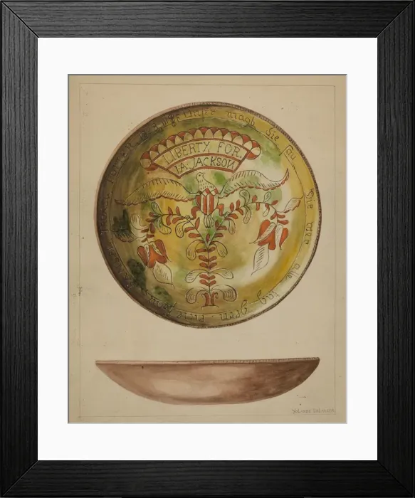 Framed Print : Pa. German Plate, c. 1937. Creator: Yolande Delasser Framed Print : Pa. German Plate, c. 1937. Creator: Yolande Delasser