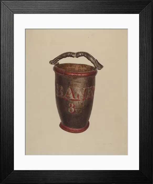 Framed Print : Leather Water Bucket, c. 1939. Creator: Edward L Loper Framed Print : Leather Water Bucket, c. 1939. Creator: Edward L Loper