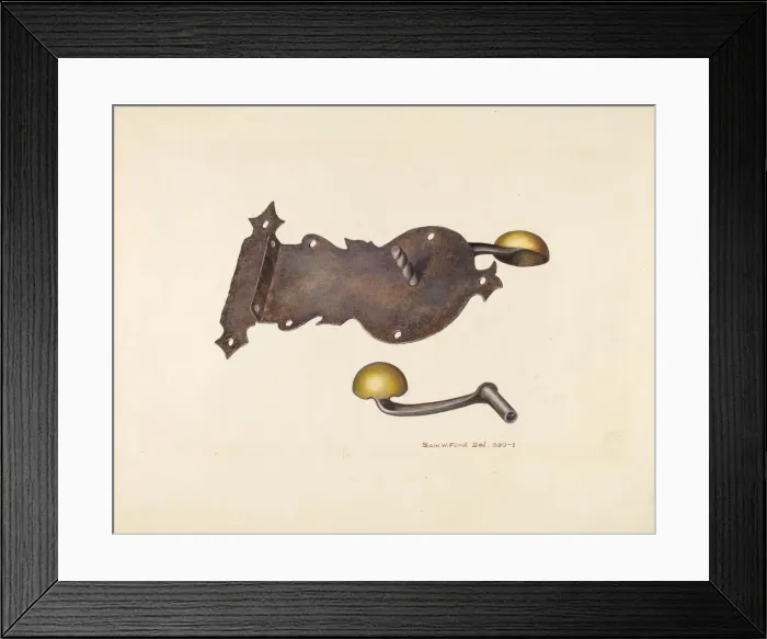 Framed Print : Lock and Key, c. 1939. Creator: Samuel W. Ford Framed Print : Lock and Key, c. 1939. Creator: Samuel W. Ford