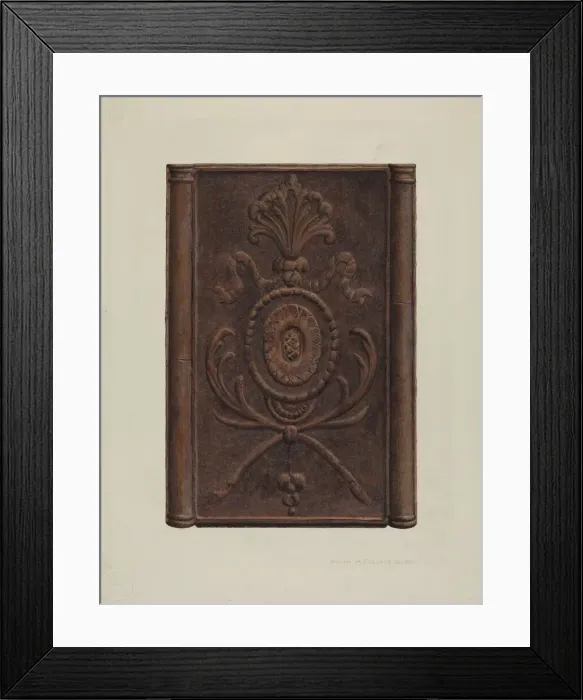 Framed Print : Pa. German Stove and Plate, c. 1939. Creator: William H Edwards Framed Print : Pa. German Stove and Plate, c. 1939. Creator: William H Edwards