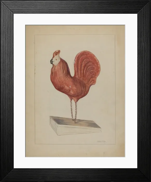 Framed Print : Pa. German Toy Bellows Rooster, c. 1936. Creator: John Fisk Framed Print : Pa. German Toy Bellows Rooster, c. 1936. Creator: John Fisk