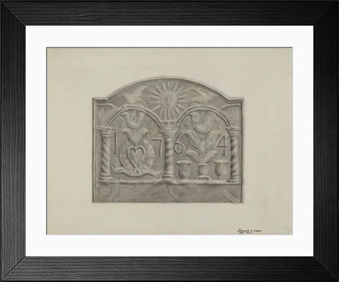 Framed Print : Pa. German Stove Plate, c. 1936. Creator: Edward L Loper Framed Print : Pa. German Stove Plate, c. 1936. Creator: Edward L Loper