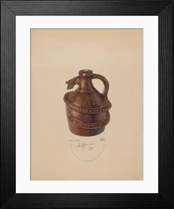 Framed Print : Pottery Jug, c. 1938. Creator: Bisby Finley Framed Print : Pottery Jug, c. 1938. Creator: Bisby Finley