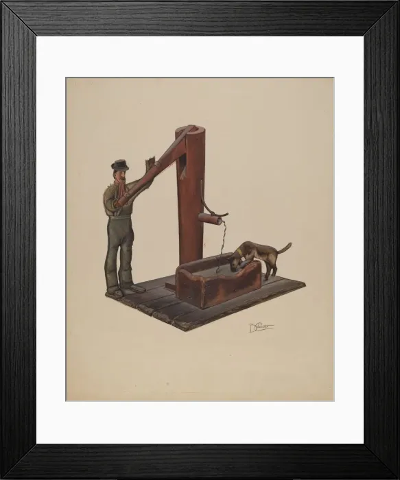Framed Print : Man Pumping Water, c. 1937. Creator: Beverly Chichester Framed Print : Man Pumping Water, c. 1937. Creator: Beverly Chichester