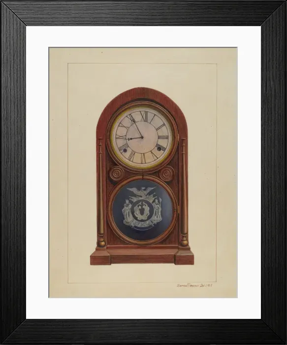 Framed Print : Mantel Clock or Shelf Clock, c. 1938. Creator: Samuel Fineman Framed Print : Mantel Clock or Shelf Clock, c. 1938. Creator: Samuel Fineman