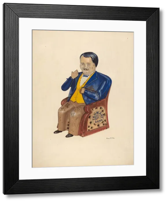 Framed Print : Metal Toy Bank: Tammany Bank, c. 1938. Creator: George File Framed Print : Metal Toy Bank: Tammany Bank, c. 1938. Creator: George File
