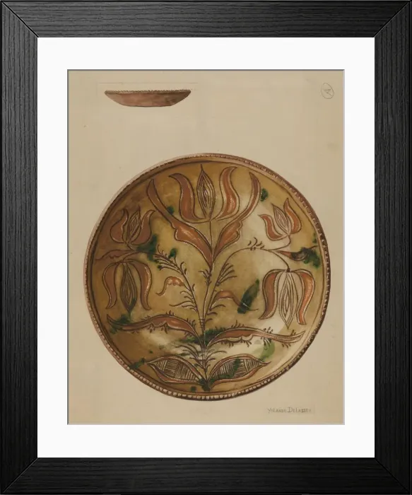Framed Print : Pennsylvania German Plate, c. 1937. Creator: Yolande Delasser Framed Print : Pennsylvania German Plate, c. 1937. Creator: Yolande Delasser