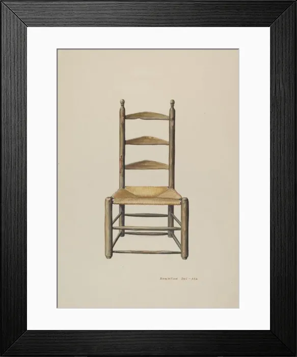 Framed Print : Pennsylvania Ladder Back Chair, 1935 / 1942. Creator: Samuel W. Ford Framed Print : Pennsylvania Ladder Back Chair, 1935 / 1942. Creator: Samuel W. Ford