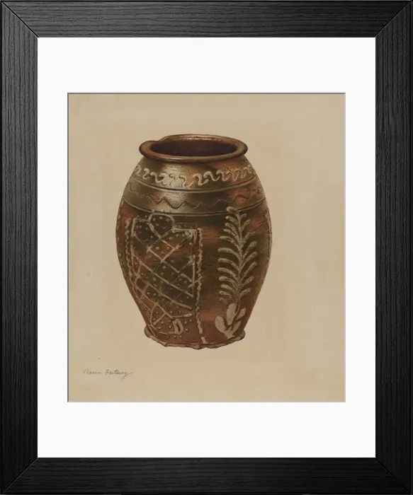 Framed Print : Pa. German Jar, c. 1939. Creator: Aaron Fastovsky Framed Print : Pa. German Jar, c. 1939. Creator: Aaron Fastovsky