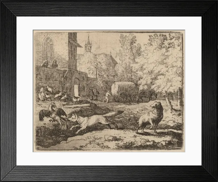 Framed Print : Reynard Attempts to Pilfer a Rooster, probably c. 1645 / 1656 Framed Print : Reynard Attempts to Pilfer a Rooster, probably c. 1645 / 1656