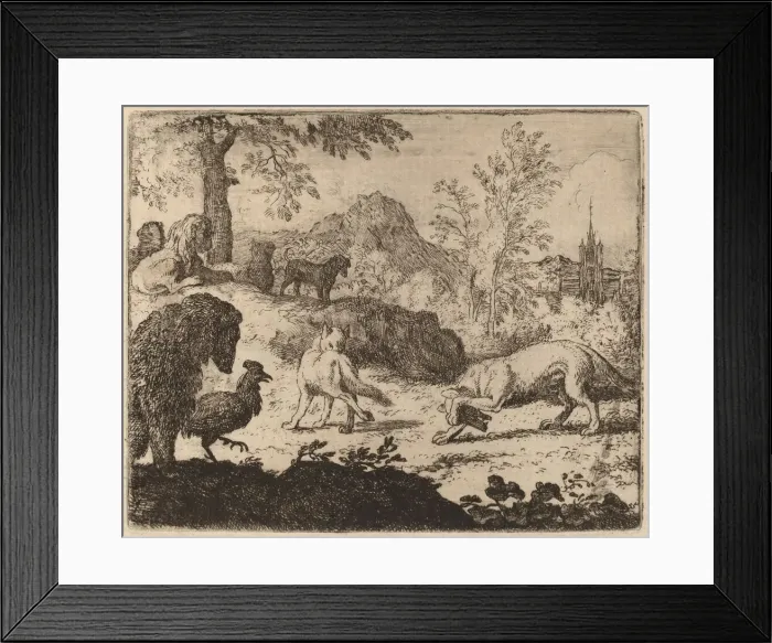 Framed Print : Reynard Blinds the Wolf in One Eye, probably c. 1645 / 1656. Creator: Allart van Everdingen Framed Print : Reynard Blinds the Wolf in One Eye, probably c. 1645 / 1656. Creator: Allart van Everdingen
