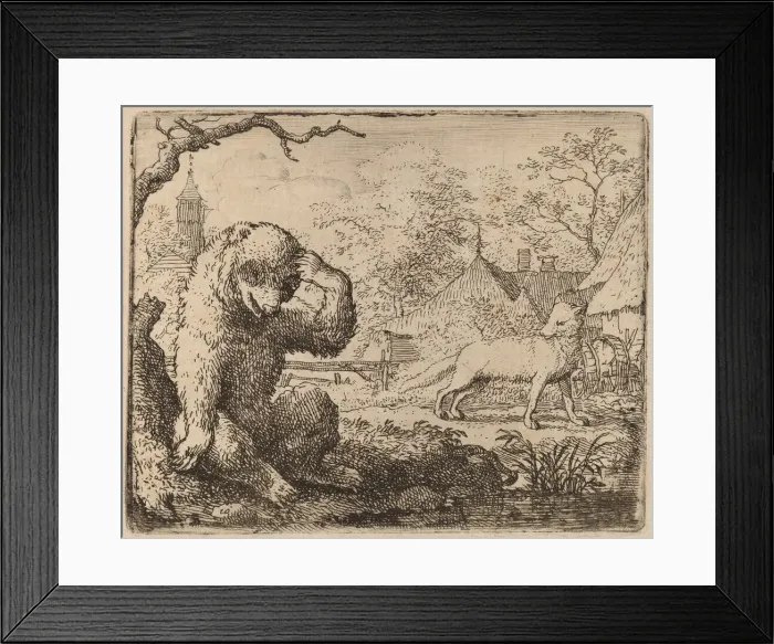 Framed Print : Reynard Mocks the Woeful Bear, probably c. 1645 / 1656. Creator: Allart van Everdingen Framed Print : Reynard Mocks the Woeful Bear, probably c. 1645 / 1656. Creator: Allart van Everdingen