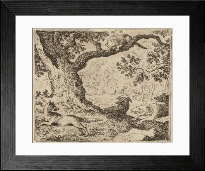 Framed Print : Reynards Father and the Cat Pursued by Hounds, probably c. 1645 / 1656 Framed Print : Reynards Father and the Cat Pursued by Hounds, probably c. 1645 / 1656