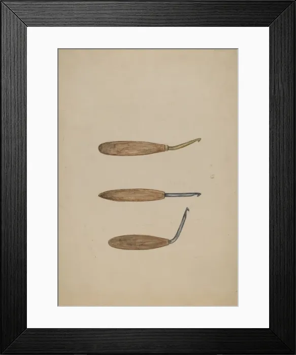 Framed Print : Rug Hooks, c. 1941. Creator: Mary Fitzgerald Framed Print : Rug Hooks, c. 1941. Creator: Mary Fitzgerald