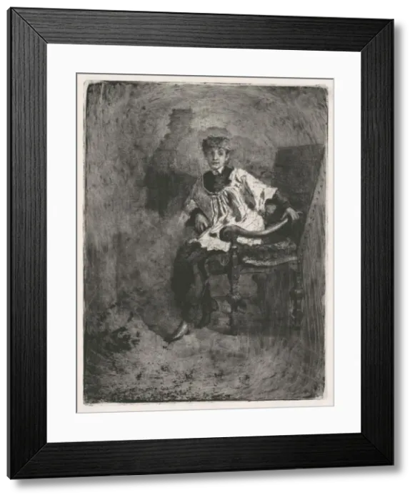 Framed Print : Seated Acolyte, c. 1872. Creator: Mose, Bianchi Framed Print : Seated Acolyte, c. 1872. Creator: Mose, Bianchi