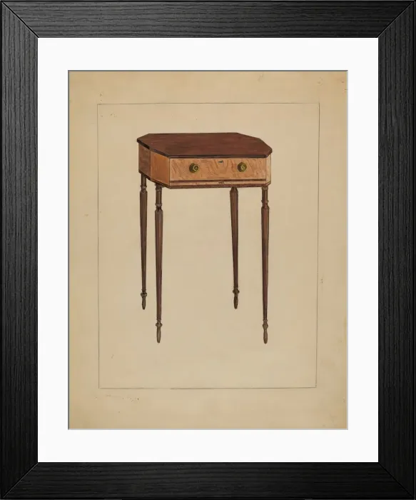 Framed Print : Sewing Table, c. 1936. Creator: Bessie Forman Framed Print : Sewing Table, c. 1936. Creator: Bessie Forman